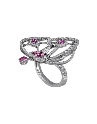 Pink Tourmaline Papillon Ring