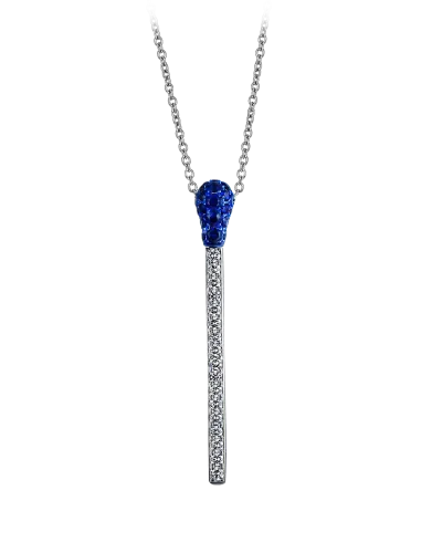 White Gold Sapphire and Diamond Match Necklace Short