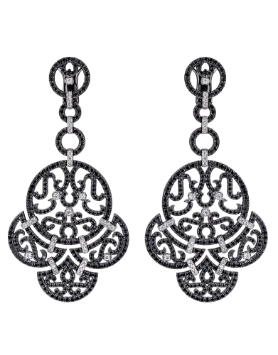Lace Black Plated Diamond Lace Earrings