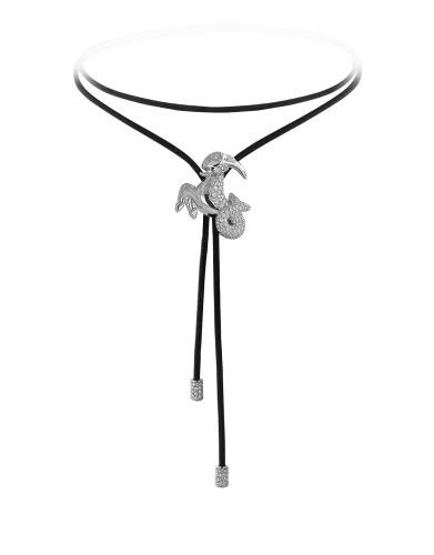 Zodiac Capricorn String Necklace White Gold Diamond