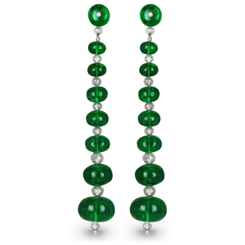 Emerald Bead Drop Earrings