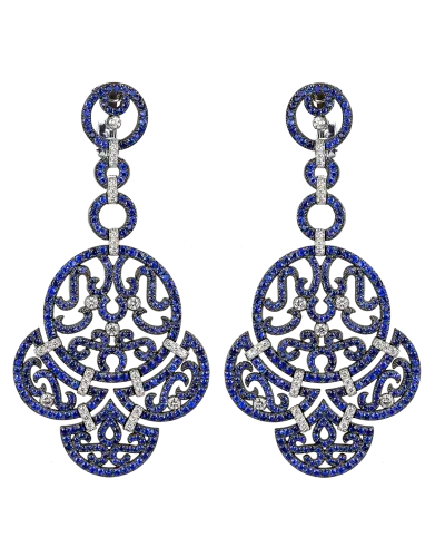 Lace White Gold Sapphire Lace Earrings