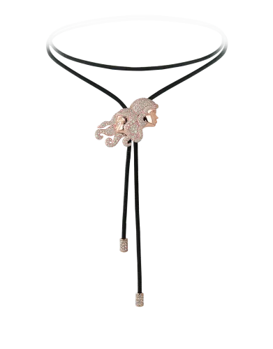 Zodiac Gemini String Necklace Rose Gold Diamond