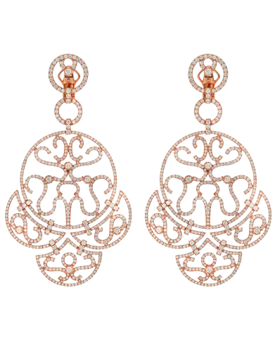 Rose Gold Diamond Lace Chandelier Earrings