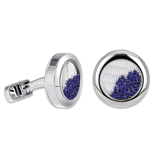Circular Cufflinks Floating Sapphires