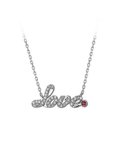 Smaller White Gold Pave Love Necklace