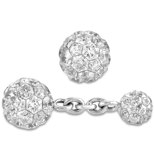 Invisible Set Diamond Ball Cufflinks