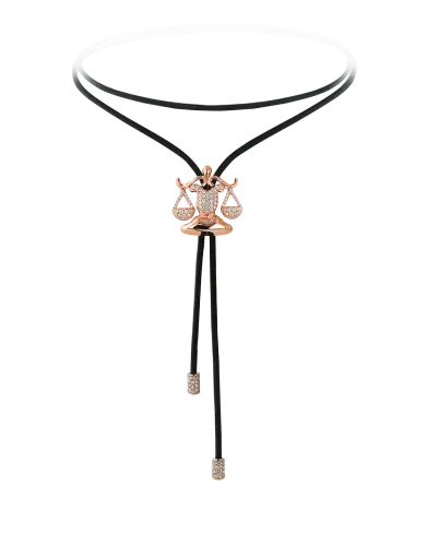 Zodiac Libra String Necklace Rose Gold Diamond