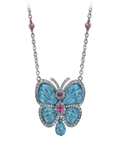 Papillon Necklace with Blue Topaz Small