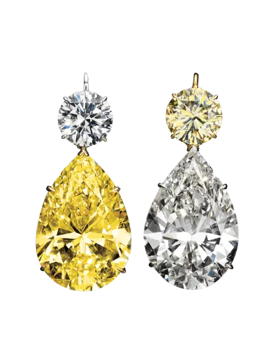 Magnificent Yellow and White Diamond Drop Earrings