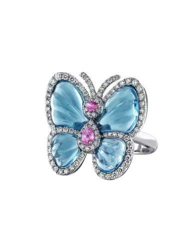 Blue Topaz Papillon Ring