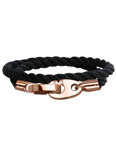 Perfect Fit Bracelet Double Strap Rose Gold Black Rope