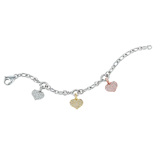 Heart Charms Diamond Bracelet