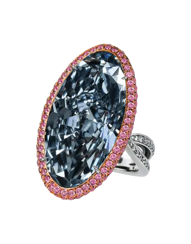Fancy Grayish Blue Oval Diamond Ring