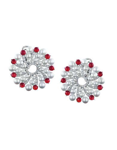 Infinia Pearl Cabochon Rubies Earrings