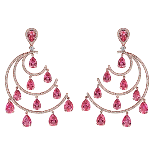 Crescent Moon Topaz Chandelier Earrings
