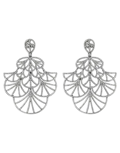Full Pave Fan Black Plated Earrings