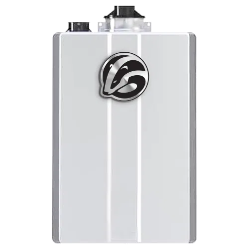 Metal rectangular device with dual black vents and a badger logo on a transparent background