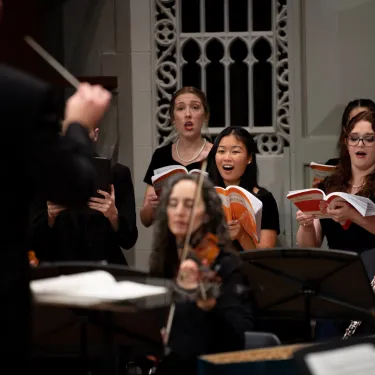 a group of people singing