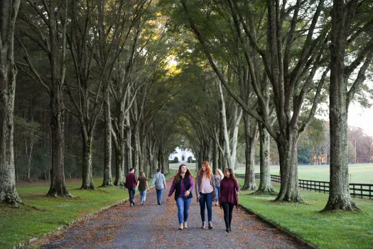Berry College Students walk path