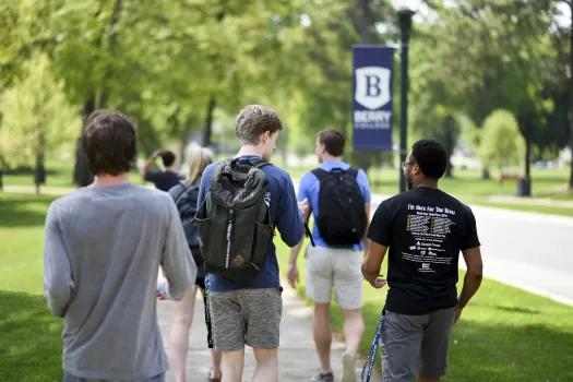 Berry students walking campus