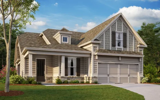 a house with a beige exterior and front yard