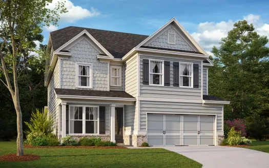 a small house with windows and a beige exterior