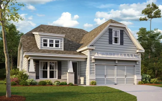 a home with light blue shingles and a modern style