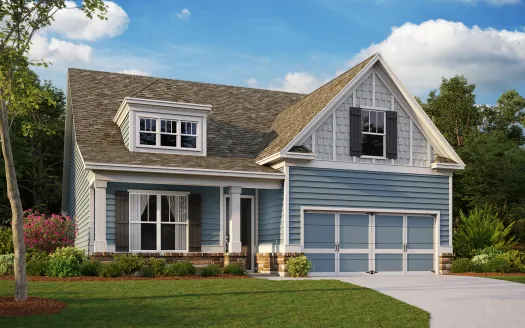 a house with a grey and blue exterior and many windows
