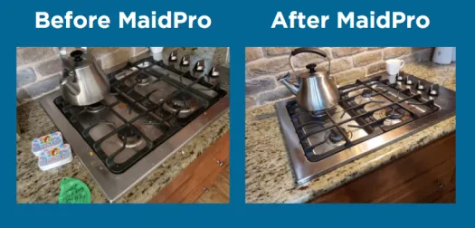a kitchen with a stove and a pot on the stove