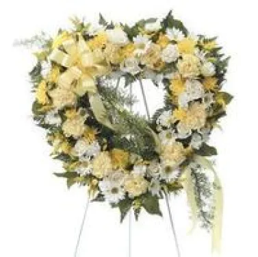 SERENITY AIRY WHITE WREATH STAND WREATH FOR A SERVICE/MEMORIAL in