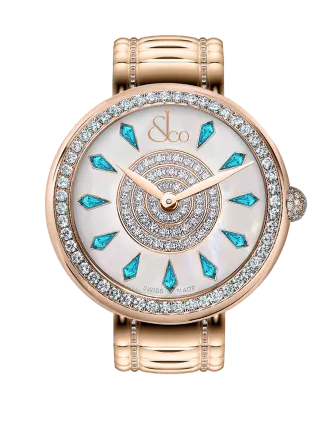 Brilliant One Row Rose Gold Couture Icy Blue Sapphires 38mm