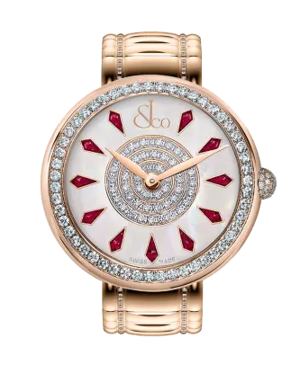 Brilliant One Row Rose Gold Couture Ruby 38mm