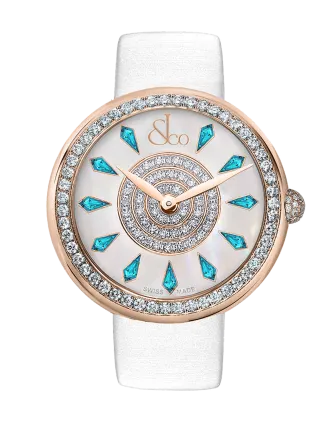 Brilliant One Row Rose Gold Icy Blue Sapphires 38mm