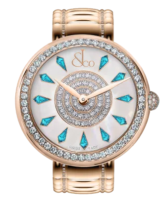 Brilliant One Row Rose Gold Couture Icy Blue Sapphires 44mm
