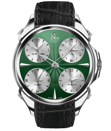 Palatial Five Time Zone Green Nickel Dial
