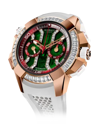 Epic X Chrono Baguette Rose Gold Green Mineral Crystal Diamond-Set Dial