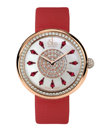 Brilliant One Row Rose Gold Ruby 38mm