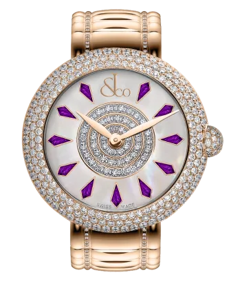 Brilliant Half Pave Rose Gold Couture Amethyst Sapphires 44mm