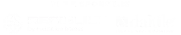 Logos of title sponsors Resibuilt by Invitation Homes and Daltile with their slogans on a black background.