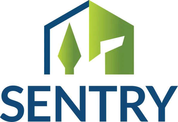 Sentry logo with a green and blue shield-shaped design above the blue text SENTRY