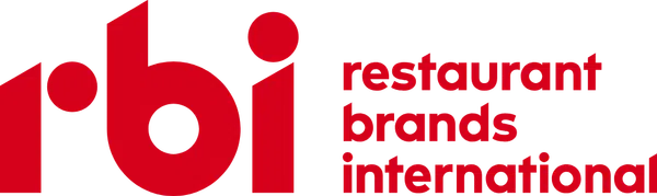 Red logo of Restaurant Brands International with stylized 'rbi' letters and company name text.