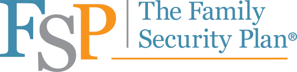 Logo of The Family Security Plan with FSP letters and text in blue, gray, and orange.
