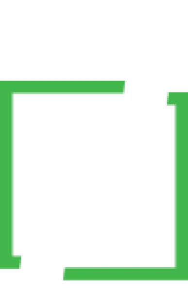 White upward zigzag arrow inside a green square frame symbolizing growth or progress