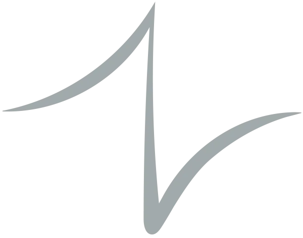 Abstract star shape with curved white and gray lines on a transparent background.