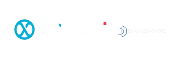Logos of Xoi, ECI, and Davisware displayed in a row on a black background.