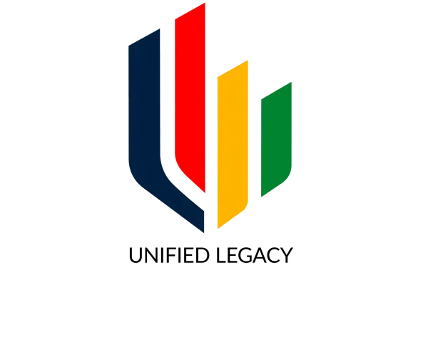 Colorful abstract shield logo with navy, red, yellow, and green vertical shapes representing strength and diversity.