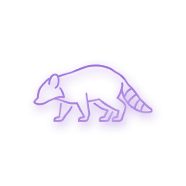 Purple stylized badger shape with a cutout handle in the center on a transparent background