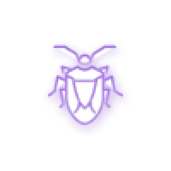 Purple stylized wolf face icon with abstract geometric design on black background
