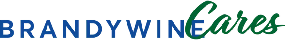 Brandywine Cares logo with blue and green stylized text on a transparent background